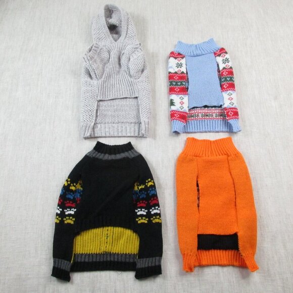 Lot of 4 Dog Sweater M Multi Holiday Christmas Halloween Winter Knit Pet Clothes - Picture 2 of 16